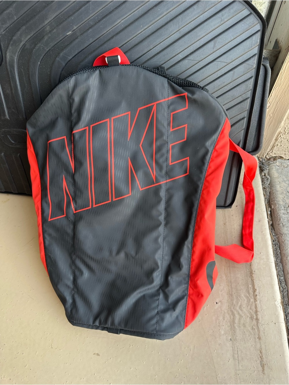 Nike Black and Red Bold Logo Backpack